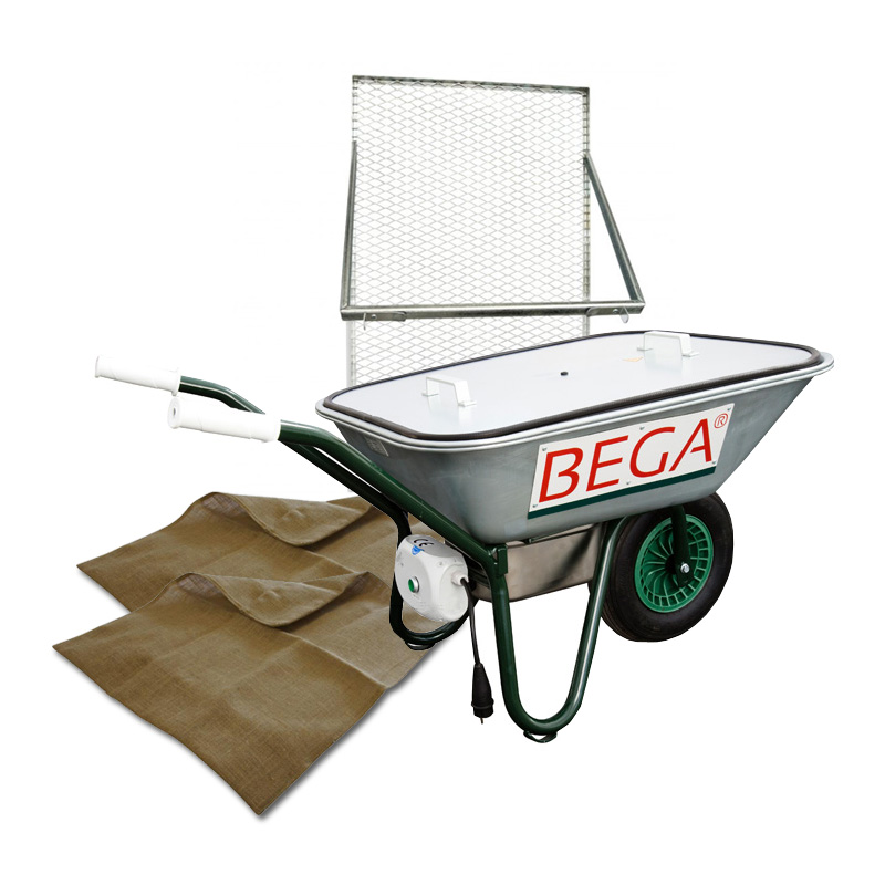 BEGA Starter-Set 05 Dämpfschubkarre 70 Liter, Durchwurfsieb 1.000, 2x Jutefilter