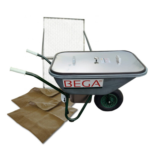 BEGA Starter-Set 06 Dämpfschubkarre 110 Liter, Durchwurfsieb 1.000, 2x Jutefilter