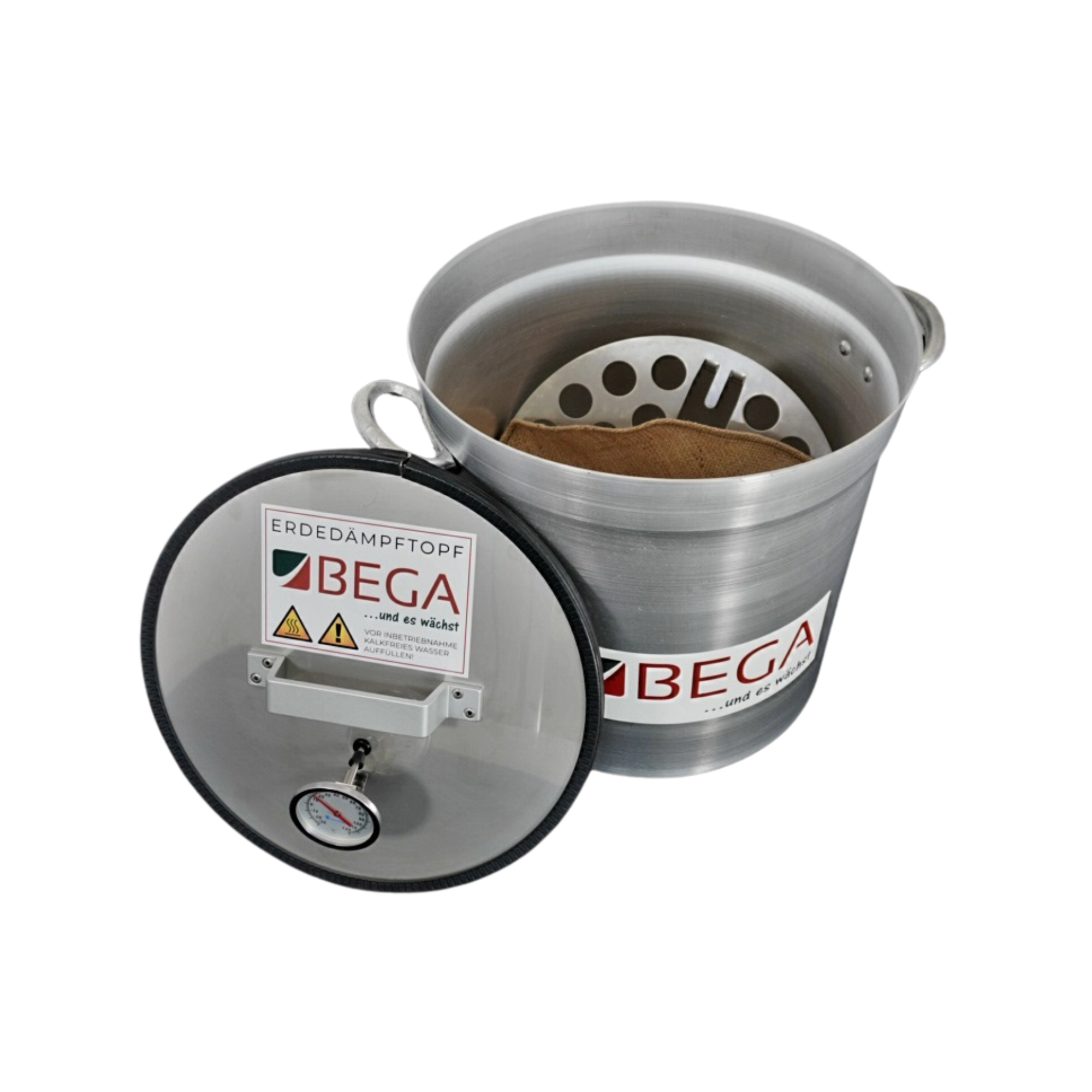 Erdedämpftopf mit Thermometer und Deckel